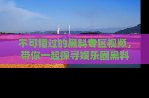 不可错过的黑料专区视频,带你一起探寻娱乐圈黑料